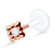Bezel Set Stone in Square Shaped Labrets Push-in LA-698